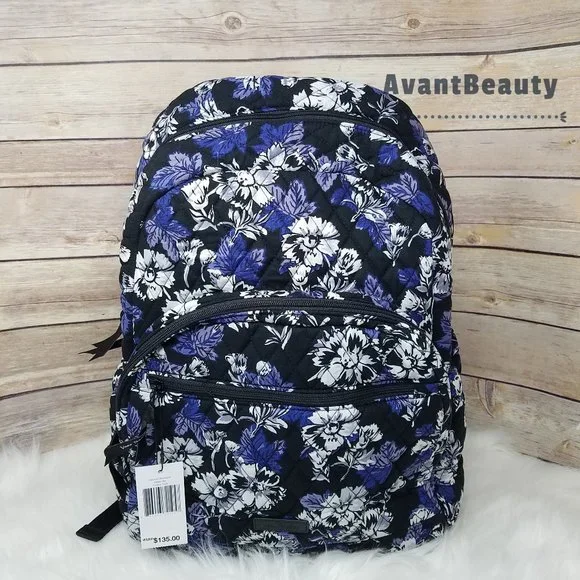 Vera Bradley Floral Blue, Black and Purple Backpack Vera Bradley | Bags | Vera Bradley Black Backpack With Blue  main image 2